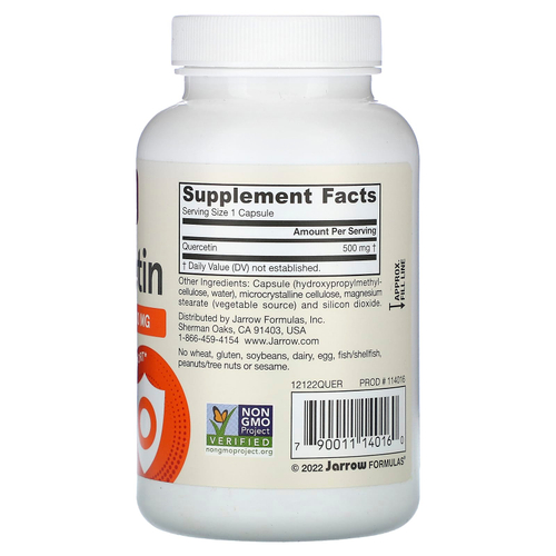 Jarrow Formulas, веганский кверцетин, 500 мг, 100 растительных капсул