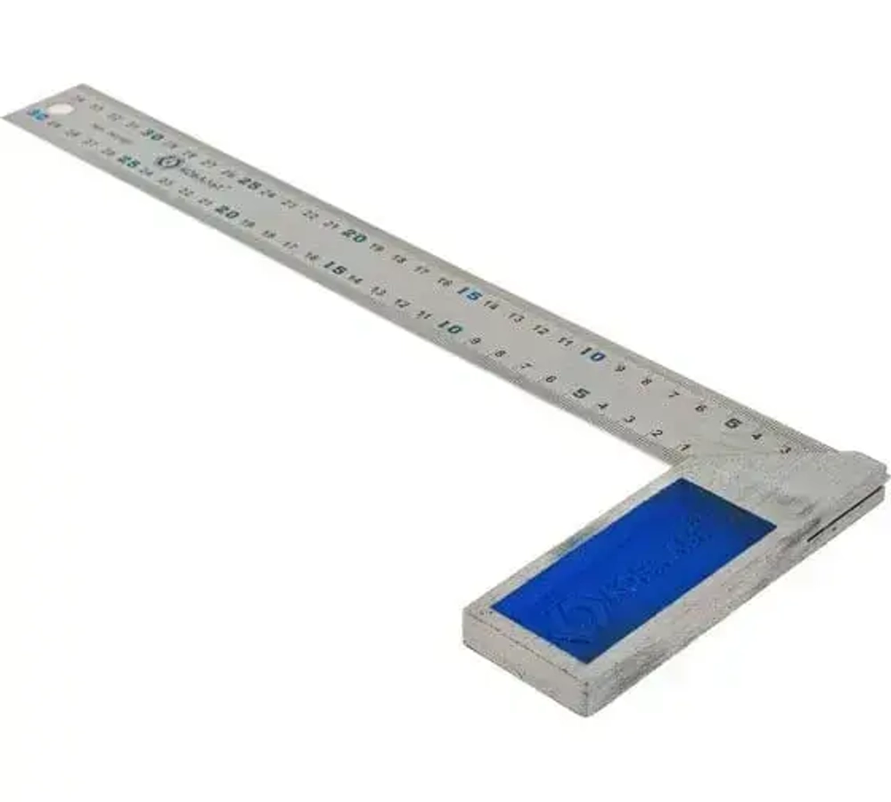 Угольник КОБАЛЬТ столярный 350 мм, нерж.сталь ,чугунное основание