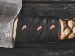 Топор "Варяг", резная рукоять комель берёзы (обжиг)