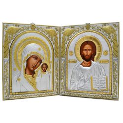 Венчальная пара. Иконы в античных серебряных ризах.