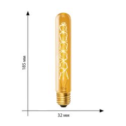 IL-V-L32A-60-GOLDEN-E27 CW01 Лампа накаливания Vintage. Форма цилиндр. длина 185 мм. Форма нити CW. Картон. ТМ Uniel