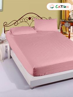 Простынь сатин-страйп Milky Garden "Малиновый щербет" 200x215 см