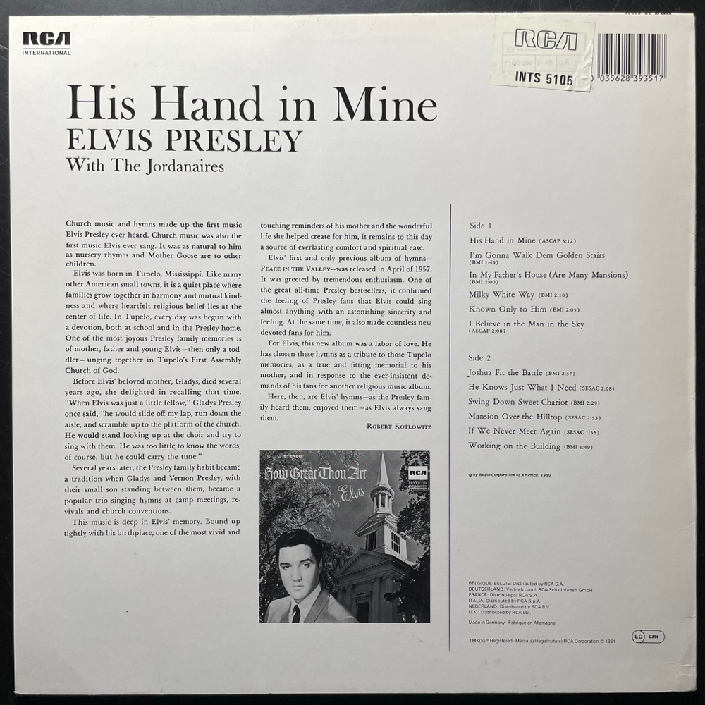 Elvis Presley - His Hand In Mine (Германия 1985г.)