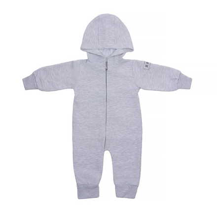 Комбинезон серый на молнии с капюшоном