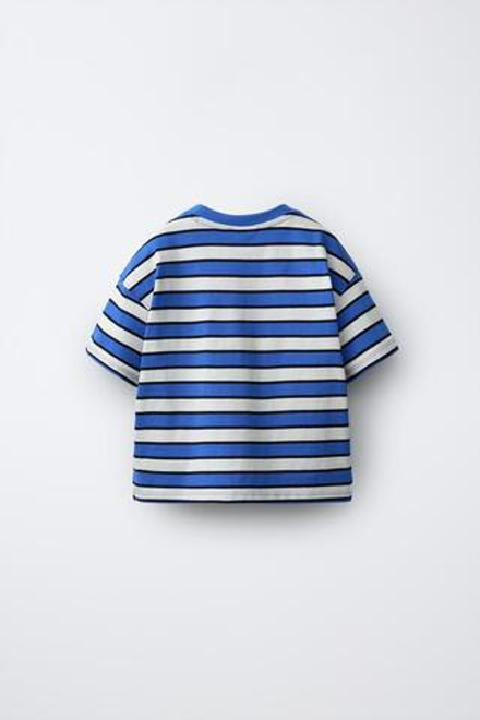 ZARA ФУТБОЛКА В ПОЛОСКУ, ЭКРЮ/СИНИЙ