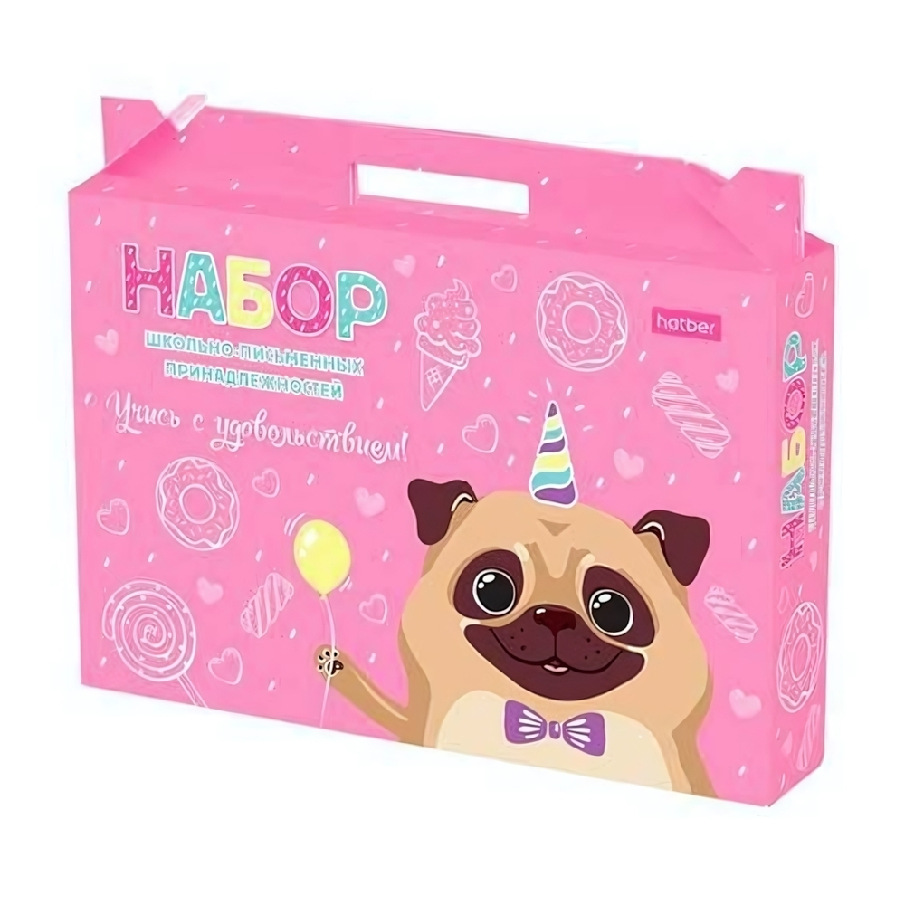 Набор школьно-письменных принадл. "Учись с удовольствием! Улыбнись!" (Хатбер)