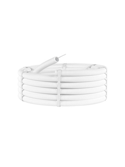 Труба гофрированная ПЛЛ гибкая d25мм с протяжкой безгалоген. (HF) ПВ-0 бел. (уп.50м) DKC 81825