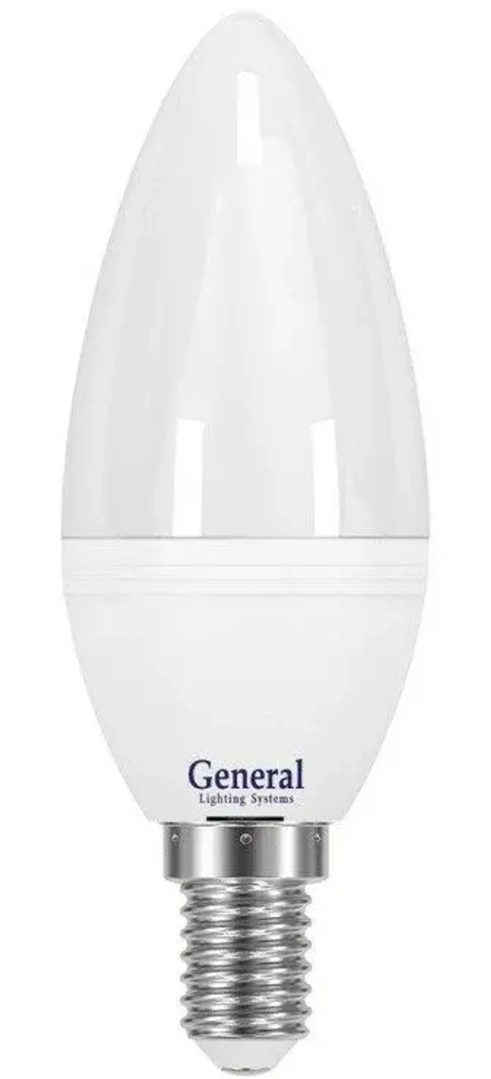 Лампа светодиодная GENERAL, Е27, 8Вт, С37 (свеча), 220В, 600лм, 4000К