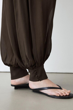 Massimo Dutti Брюки-саруэль с пуговицами, шоколадный