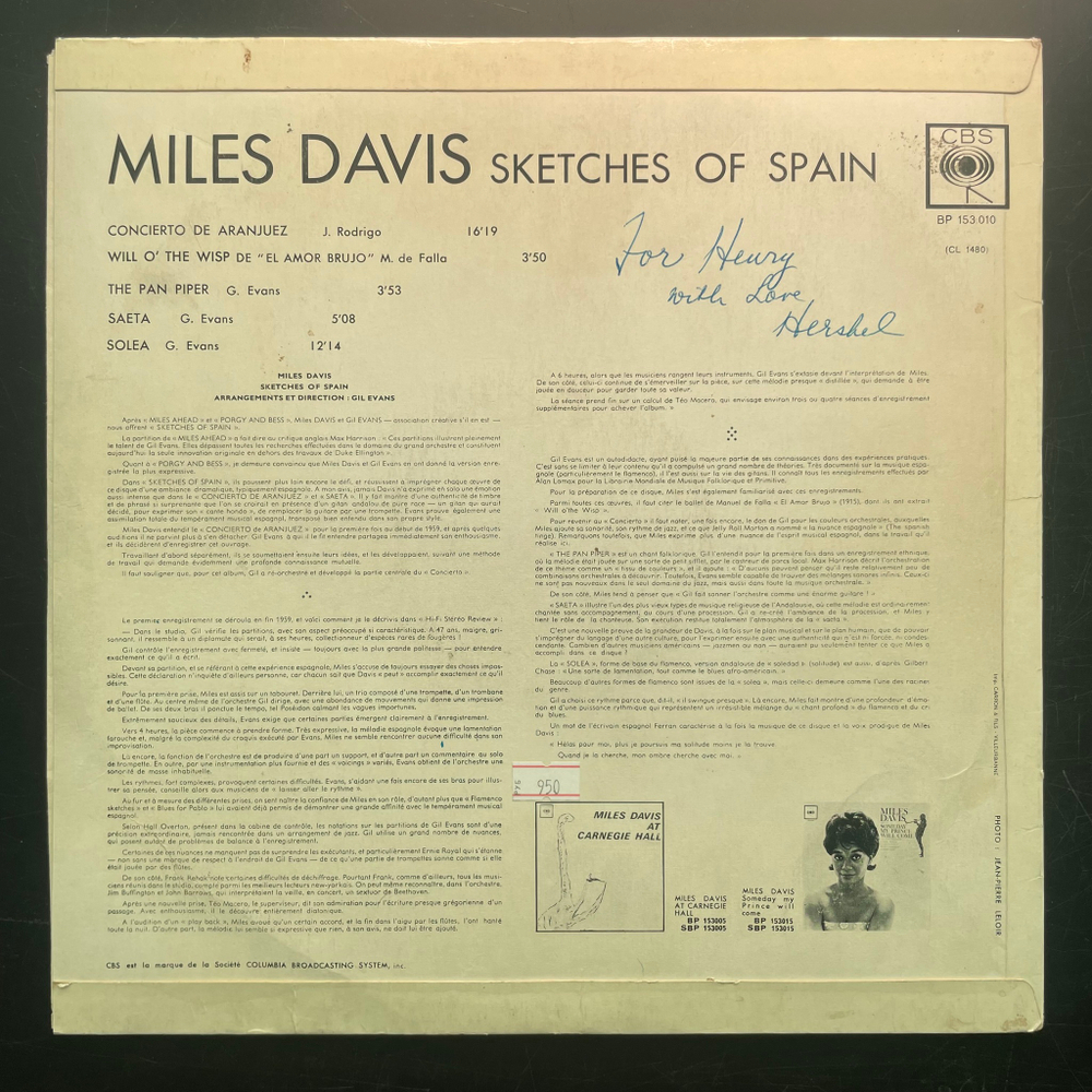 Miles Davis ‎– Sketches Of Spain (Франция 1963г.)