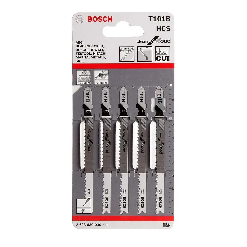 Пилки для лобзика 5шт BOSCH T101B (оригинал)(2608630030-720)