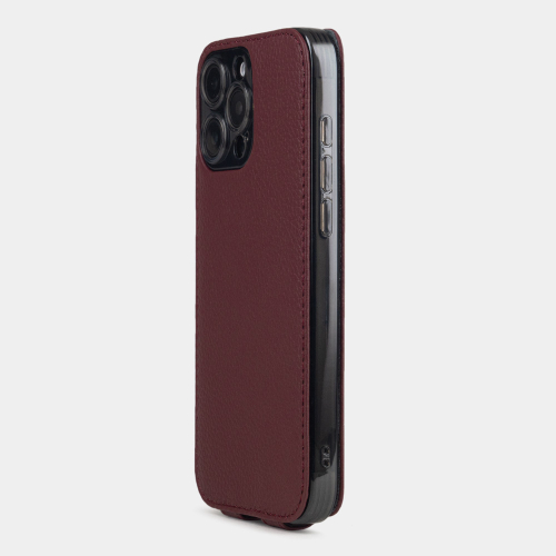 Кожаный чехол для iPhone 16 Pro, теленок бордового цвета