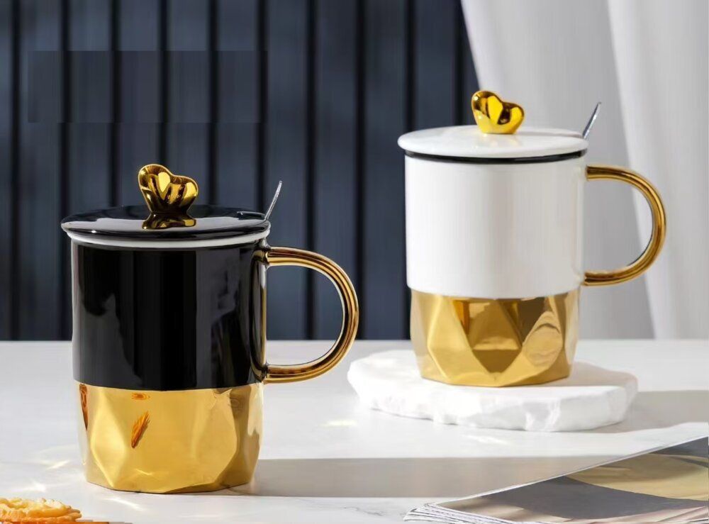 GAEM Кружка с крышкой и ложкой, 340 мл, L12 W8 H13,5 см, 2в.