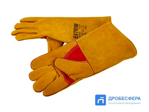 Перчатки пескоструйщика (кожа), оранжевые арт. EXT orange