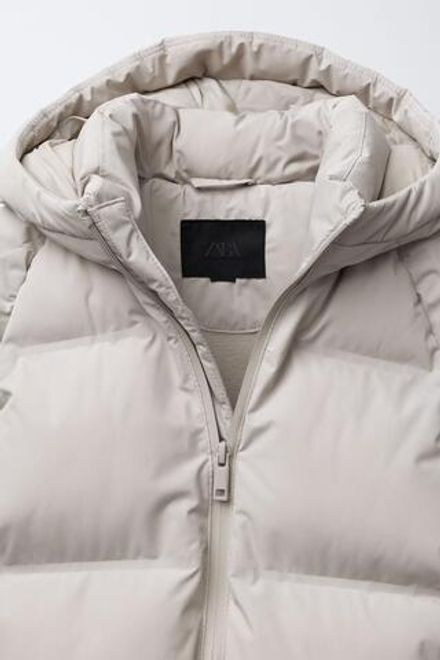 ZARA КУРТКА С НАШИВКОЙ WATER REPELLENT, ЦВЕТ ЛЬДА