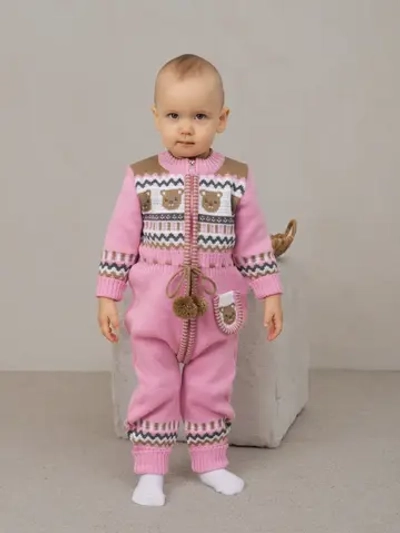 Вязаный комбинезон для новорожденных и малышей на молнии