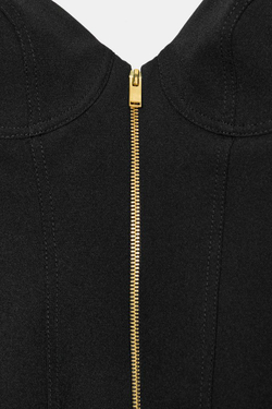 ZARA ТОП-КОРСЕТ С ЗАСТЕЖКОЙ-МОЛНИЕЙ, ЧЕРНЫЙ