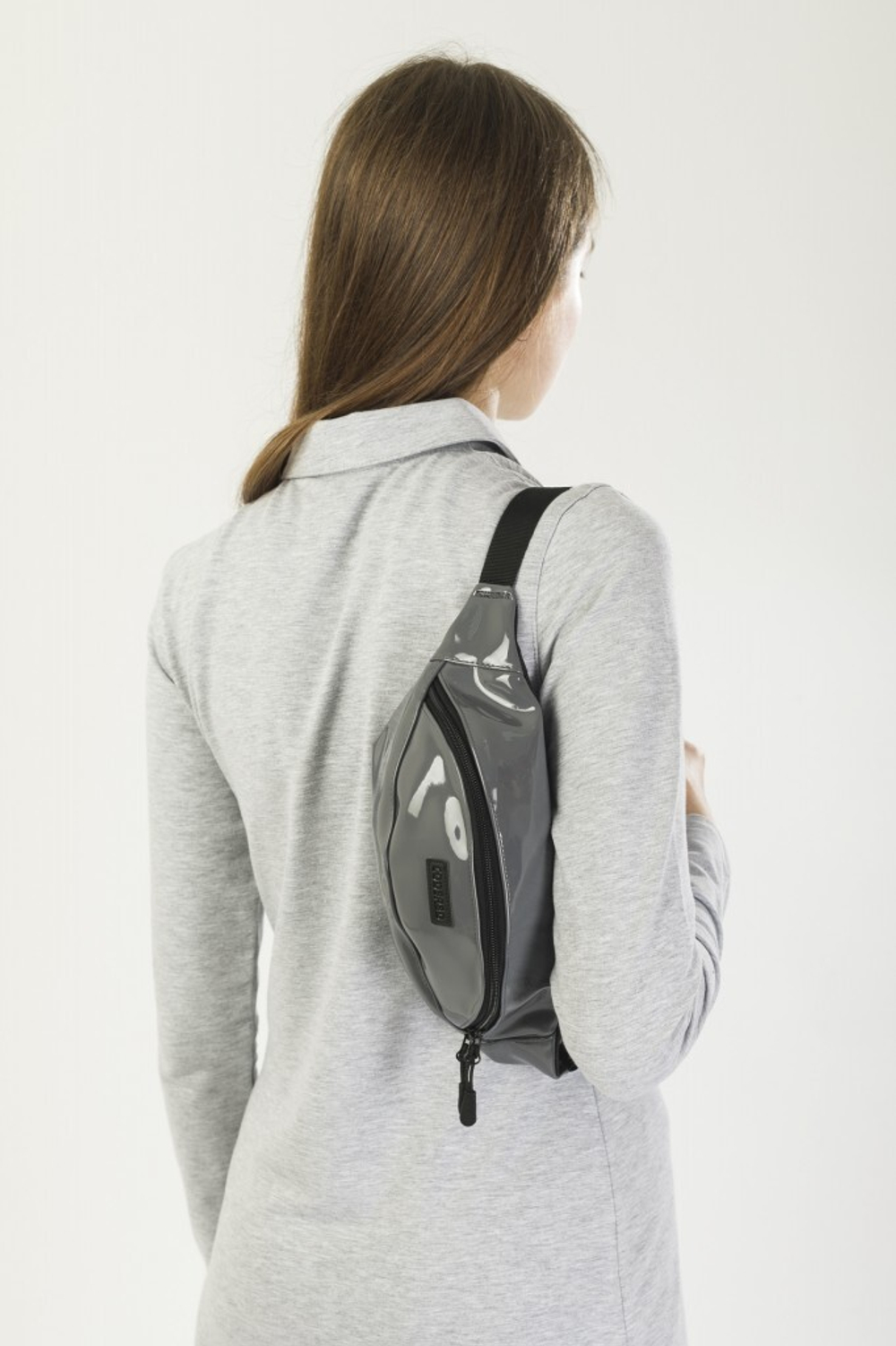 Поясная сумка CODERED Hip Bag Серый Блестящий иск. Кожа