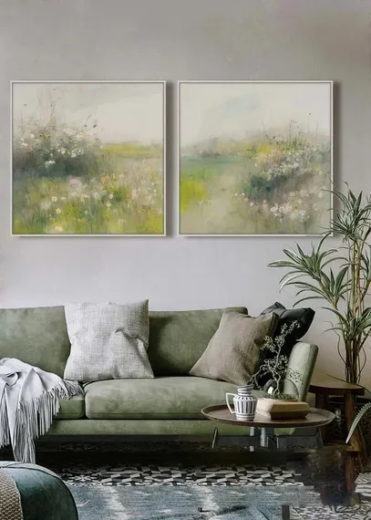 Набор 2 постеров Sunny Meadow 200х100 см, зелёный 