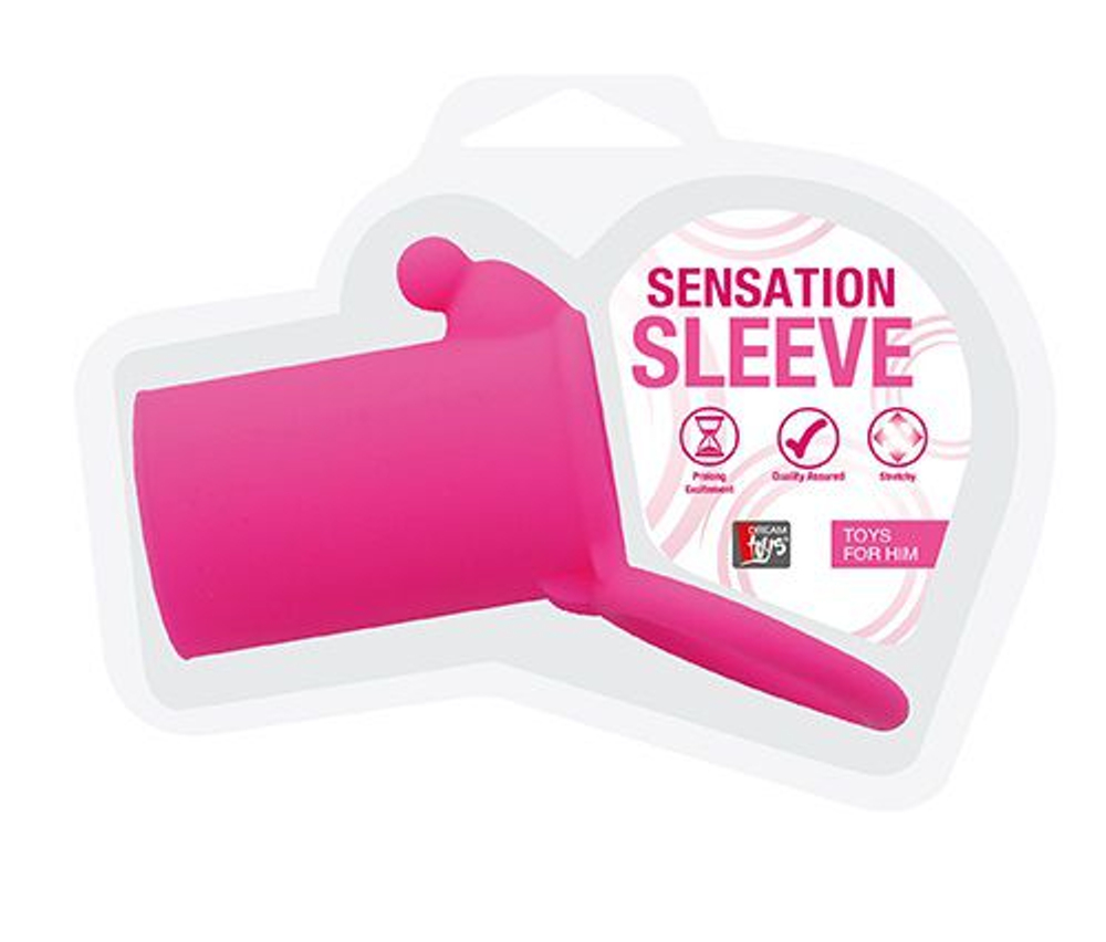 Розовая насадка-эректор NEON SENSATION SLEEVE WITH TICKLER (Цвет: розовый)