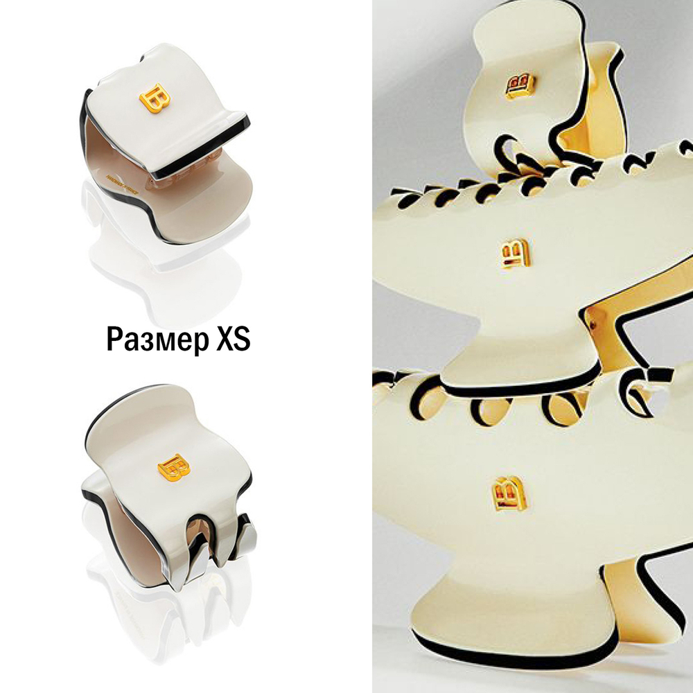 Balmain Hair Couture Краб бело-черный размер XS Cellulose Acetate Pince a Cheveux Extra Small White/Black