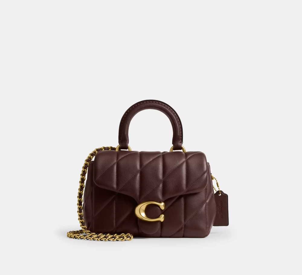 COACH СУМКА TABBY С РУЧКОЙ СВЕРХУ И СТЕЖКОЙ, ТЕМНО-КОРИЧНЕВЫЙ