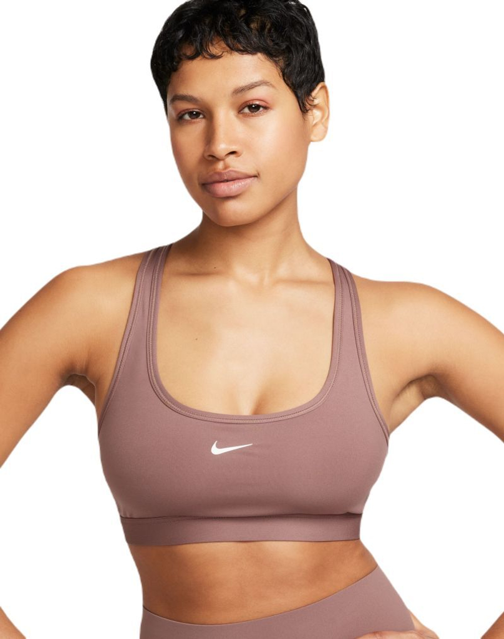 Теннисный бюстгальтер Nike Swoosh Light Support Non-Padded Sports Bra - smokey mauve/white #