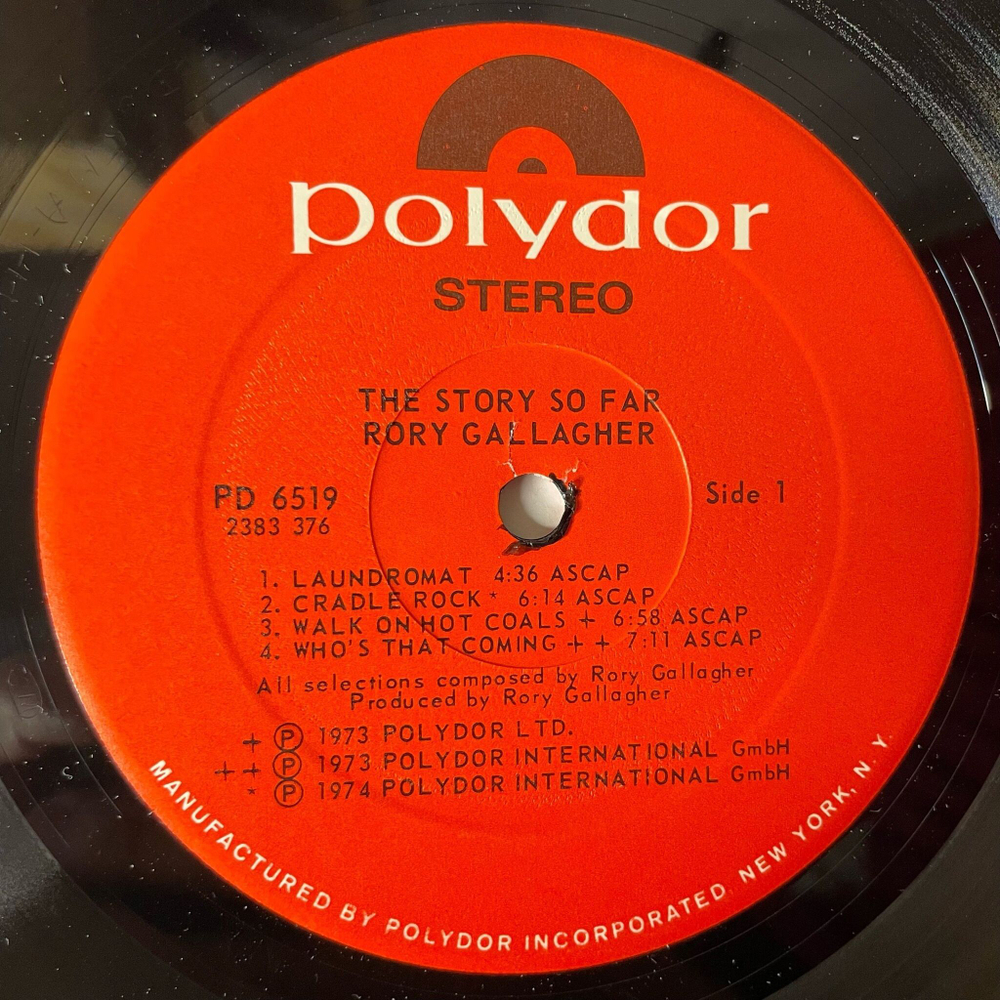Винтажная виниловая пластинка LP Rory Gallagher The Story So Far (USA 1976)
