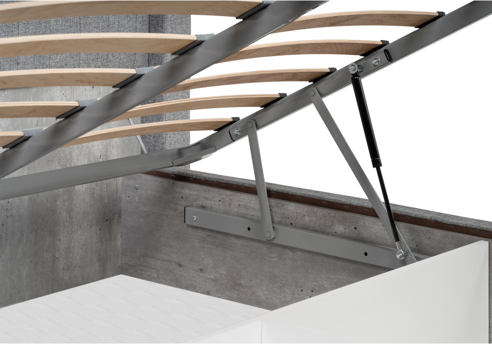 Кровать Woodville Tulip 160х200 с ПМ метрополитан грей, белая матовая