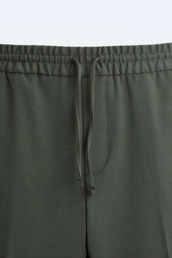 ZARA БРЮКИ-ДЖОГГЕРЫ КОМФОРТНОЙ ПОСАДКИ, ТЕМНО-ЗЕЛЕНЫЙ