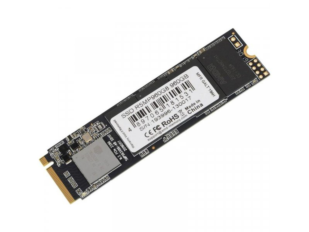 SSD накопитель AMD Radeon R5 960ГБ, M.2 2280, PCIe 3.0 x4, NVMe [R5MP960G8]