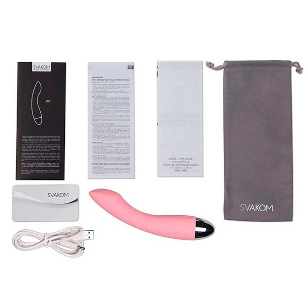 Нежно-розовый изогнутый вибратор 17см для стимуляции зоны G Svakom Amy Firm G-spot Vibrator SUV-02-Pale Pink