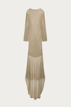 ZARA X MARISA BERENSON ДЛИННОЕ ТРИКОТАЖНОЕ ПЛАТЬЕ, ЗОЛОТИСТЫЙ