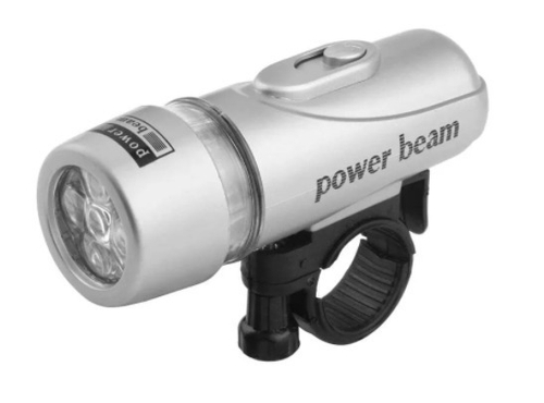 Фонарь передний (ручной) JY-808, 5 светодиодов, 2 режима, серебристый,10832