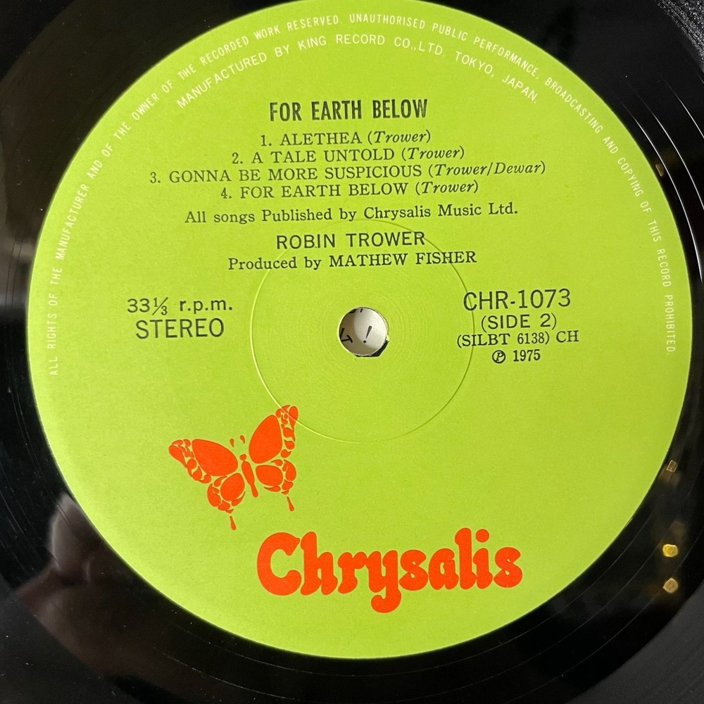 Винтажная виниловая пластинка LP Robin Trower For Earth Below (Japan 1975) (No Obi) It's Only Money