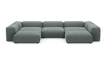 Диван Фиджи (П-образный) Cilium Steel 378*242*62 см, Серый Вельвет Нераскладной Фиеста