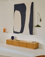 Тумба под телевизор Helvine с 4 ящиками из дубового шпона и закаленного стекла, 200 x 40