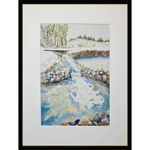 Картина авторская акварельная в паспарту 30х40 см на стену для интерьера "Нижний водопад в Веребково"