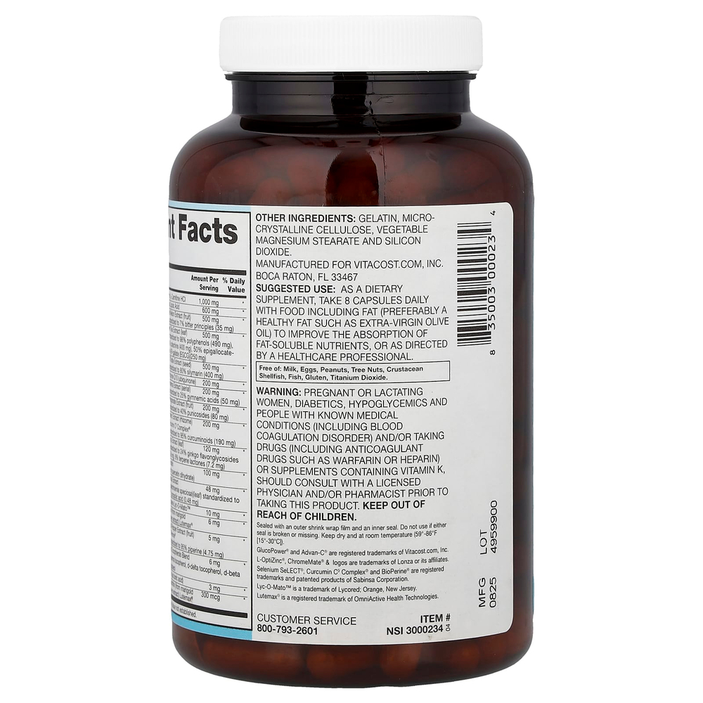 Vitacost, Synergy®, мультивитамины GlucoPower®, 240 капсул