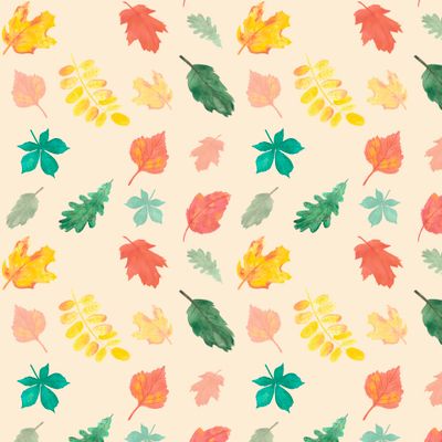 Разноцветные осенние листья на персиковом фоне