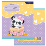 Тетрадь 12л., линия, Alingar, скрепка, блок офсет, 100% белизна, мелованный картон (стандарт), "Милая панда"