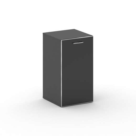 Fresco Шкаф узкий низкий правый FR.SU-302 (R) black Базальт UM/Лакобель Черный/Хром 450*460*807