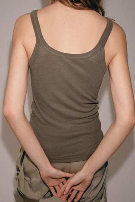 ZARA СВОБОДНАЯ МАЙКА НА БРЕТЕЛЯХ, СЕРОВАТО-КОРИЧНЕВЫЙ