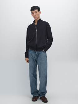 Massimo Dutti Кашемировый кардиган на молнии, темно-синий