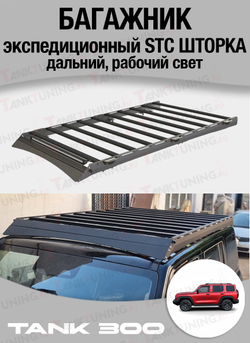 TANK300 Багажник экспедиционный STC ШТОРКА дальний и рабочий свет