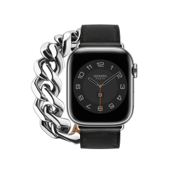 Apple Watch Hermès - 41mm Noir Swift Leather Gourmette Metal Double Tour