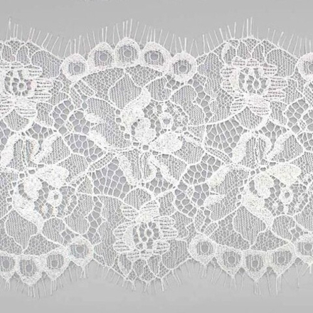 Кружево "шантильи" на сетке 10,5см*15м белый ЗАR344 код 7727574