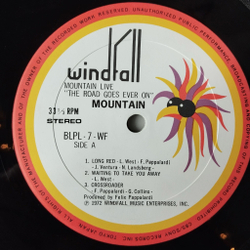 Винтажная виниловая пластинка LP Mountain Live The Road Goes Ever On (Japan 1972) (No Obi) Long Red