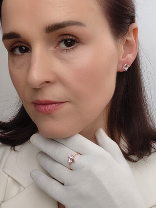Кольцо Миражи тонкое с сиреневым кристаллом Swarovski