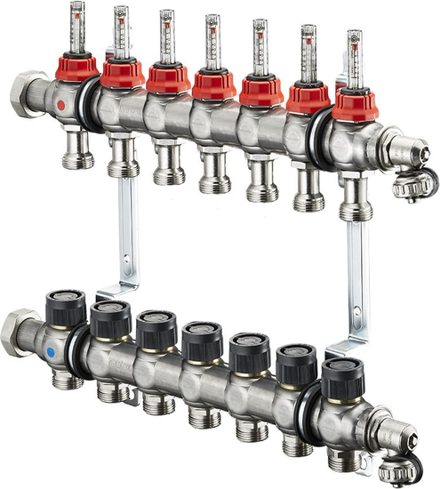Коллектор Oventrop Multidis SF 1" арт. 1404357 (7 контуров) с расходомерами для теплого пола